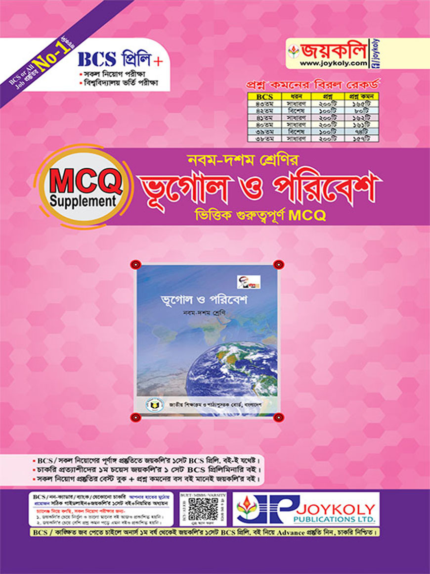 BCS প্রিলি এমসিকিউ সাপ্লিমেন্ট : নবম-দশম শ্রেনির ভূগোল ও পরিবেশ ভিত্তিক গুরুত্বপূর্ণ এমসিকিউ